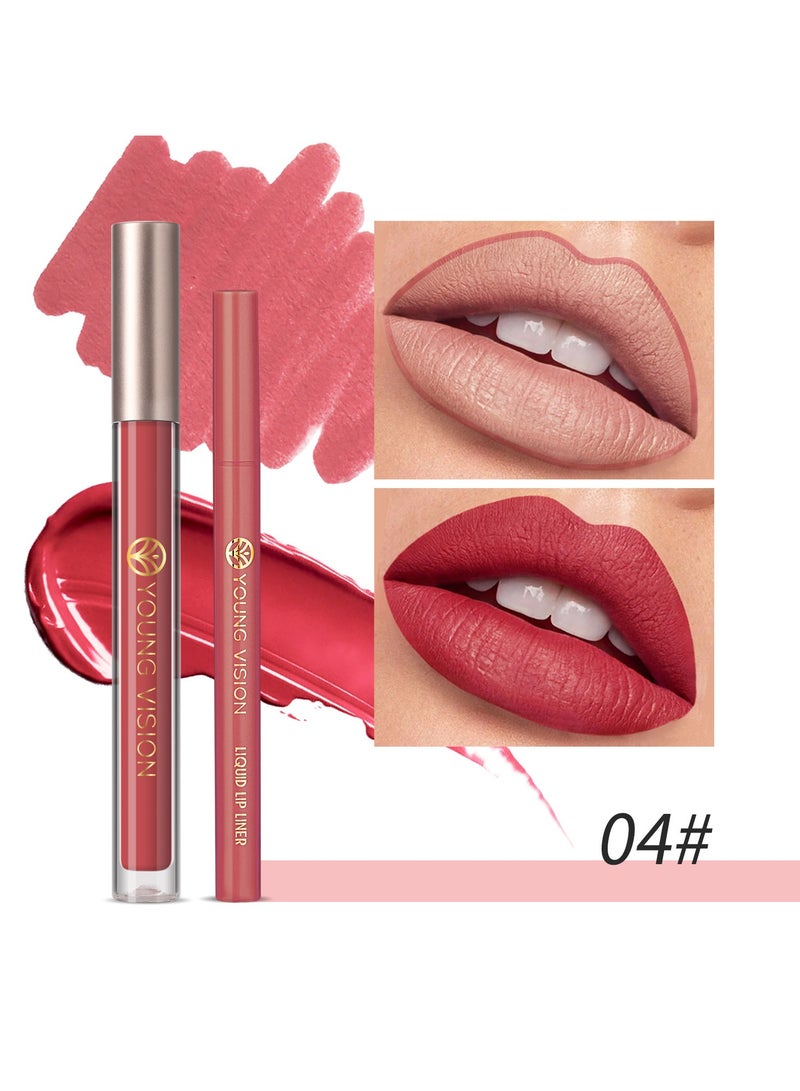 YOUNG VISION lip glaze + lip liner 2-piece set Hulutou liquid lip liner is not easy to stick to the lip glaze