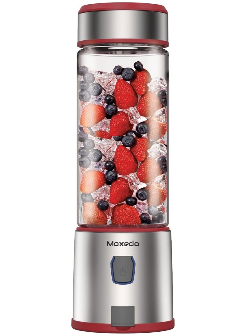 Moxedo Portable Juicer Blender USB Rechargeable 6 Stainless Steel Blades 15oz BPA Free Handheld Personal Mini Blender for Shake and Smoothies