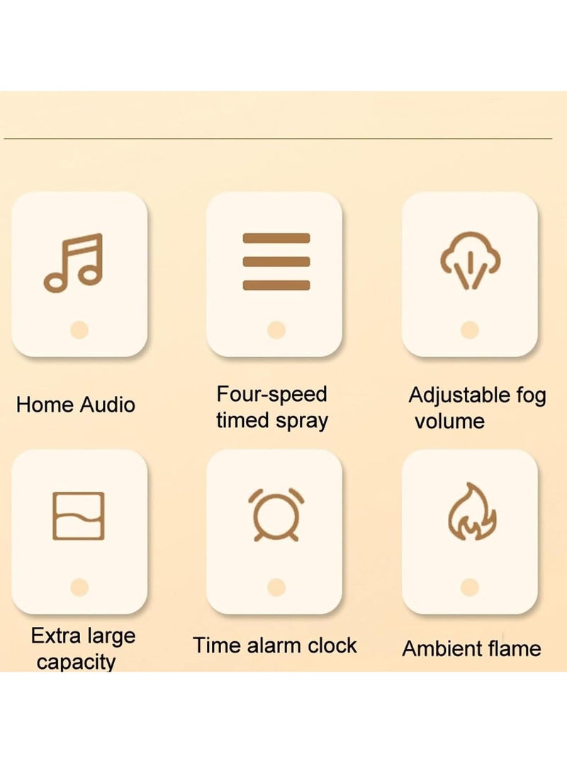 Essential Oil Diffuser, Flame Aroma Diffuser With Bluetooth Speaker And Clock, Durable Long Lasting Aromatherapy Diffuser, Portable Silent Room Diffusers For Home Office, (Grey And White)