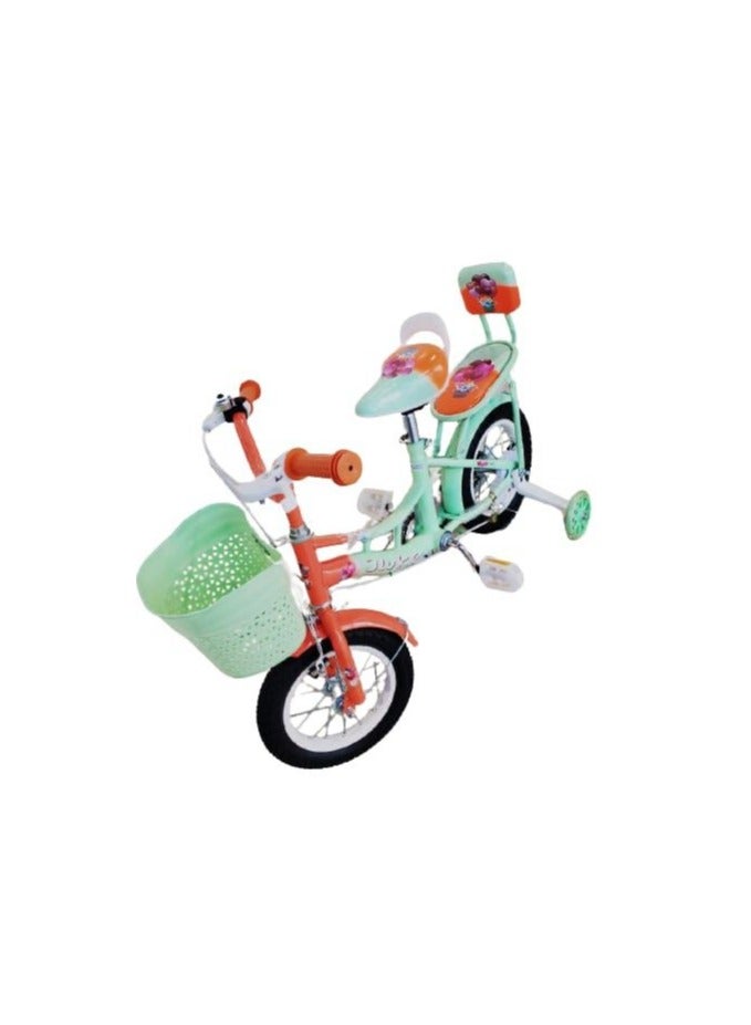 Girls bike Children bicycle with Ages 2-4 Years Training wheels Bell Basket 12 inch Mix Colour Green Orange