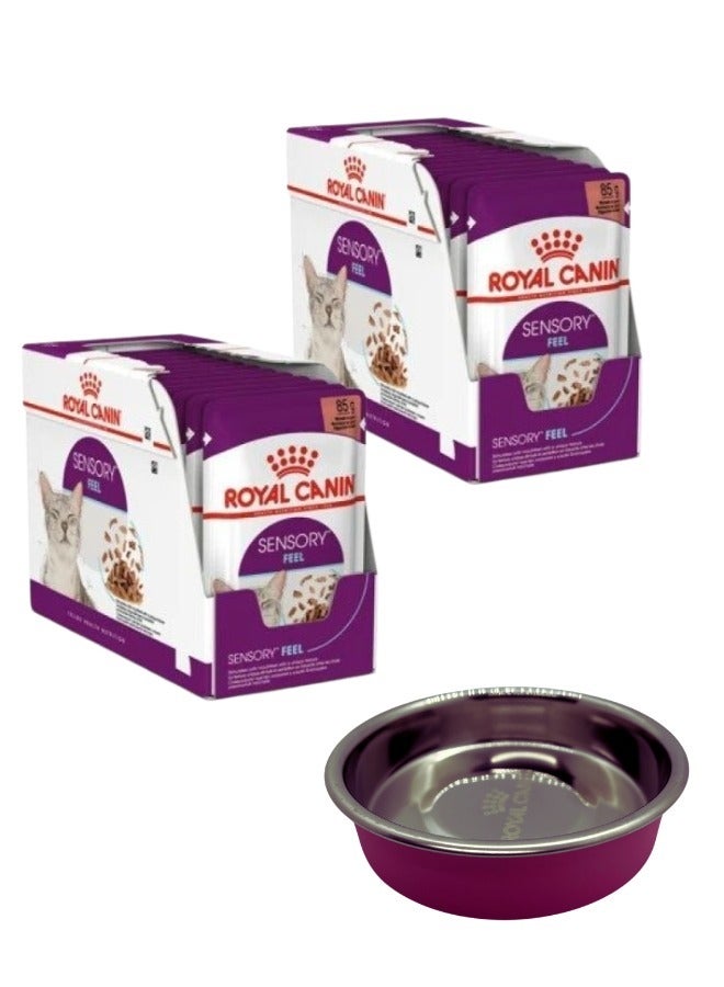 Feline Health Nutrition Sensory Feel Gravy 2 boxes with free bowl