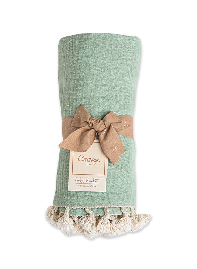 6 Layer Muslin Blanket Evergreen