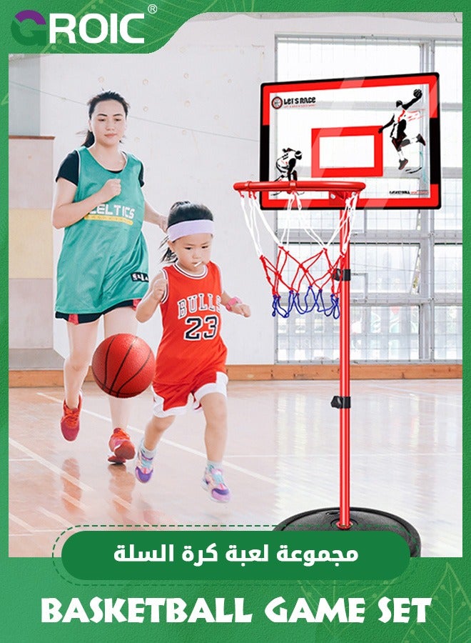 Basketball Game Set for Kids, Basketball Hoop & Stand Set with Sturdy Base, Basketball Toys Outdoor Indoor Sport Game Portable Basketball Goal Hoop Mini Basketball Game Toys