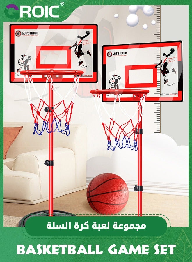 Basketball Game Set for Kids, Basketball Hoop & Stand Set with Sturdy Base, Basketball Toys Outdoor Indoor Sport Game Portable Basketball Goal Hoop Mini Basketball Game Toys