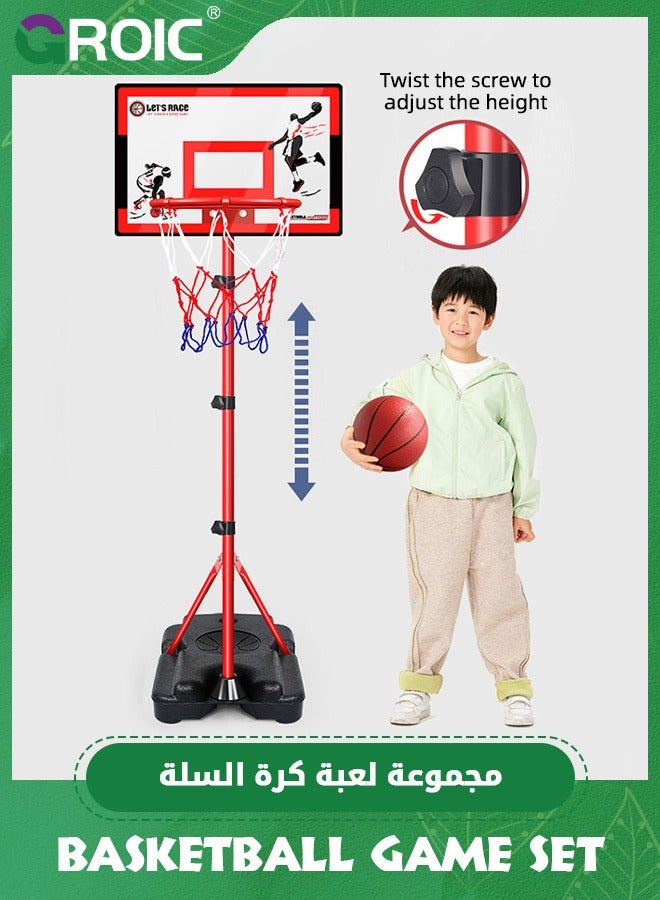 Basketball Game Set for Kids, Basketball Hoop & Stand Set with Sturdy Base, Basketball Toys Outdoor Indoor Sport Game Portable Basketball Goal Hoop Mini Basketball Game Toys