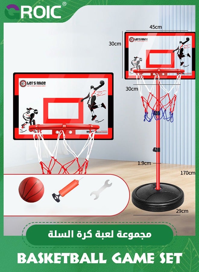 Basketball Game Set for Kids, Basketball Hoop & Stand Set with Sturdy Base, Basketball Toys Outdoor Indoor Sport Game Portable Basketball Goal Hoop Mini Basketball Game Toys