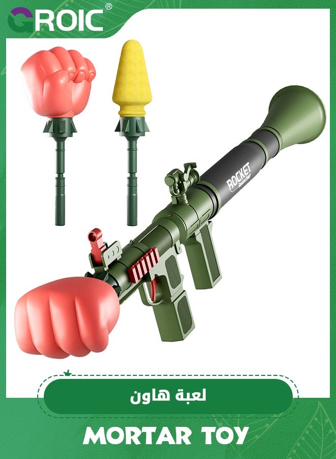 Rocket Gun for Kids, Rocket Launcher Gun with Safe Soft Bullet, Military Bazooka Toy RPG Toy Gun Mortar Rocket Launcher Set, Kids Educational Rocket Shooting Gun Missile Model Gun Toy