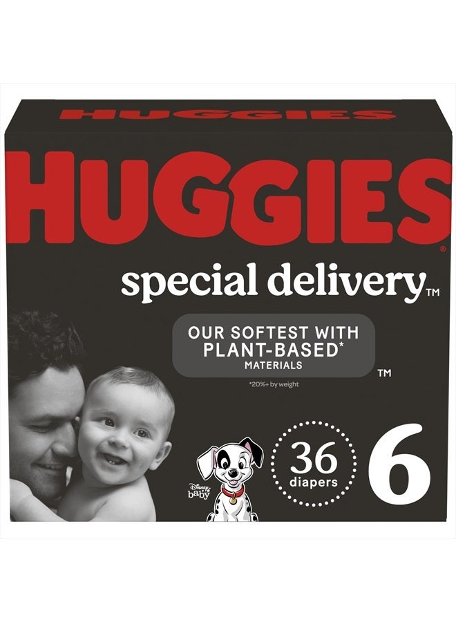 Huggies Special Delivery Hypoallergenic Baby Diapers Size 6 (35+ lbs), 36 Ct, Fragrance Free, Safe for Sensitive Skin