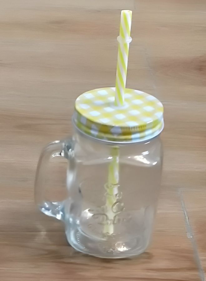 Shakes And Coffe Cup Msaon Jar With Lid And Straw