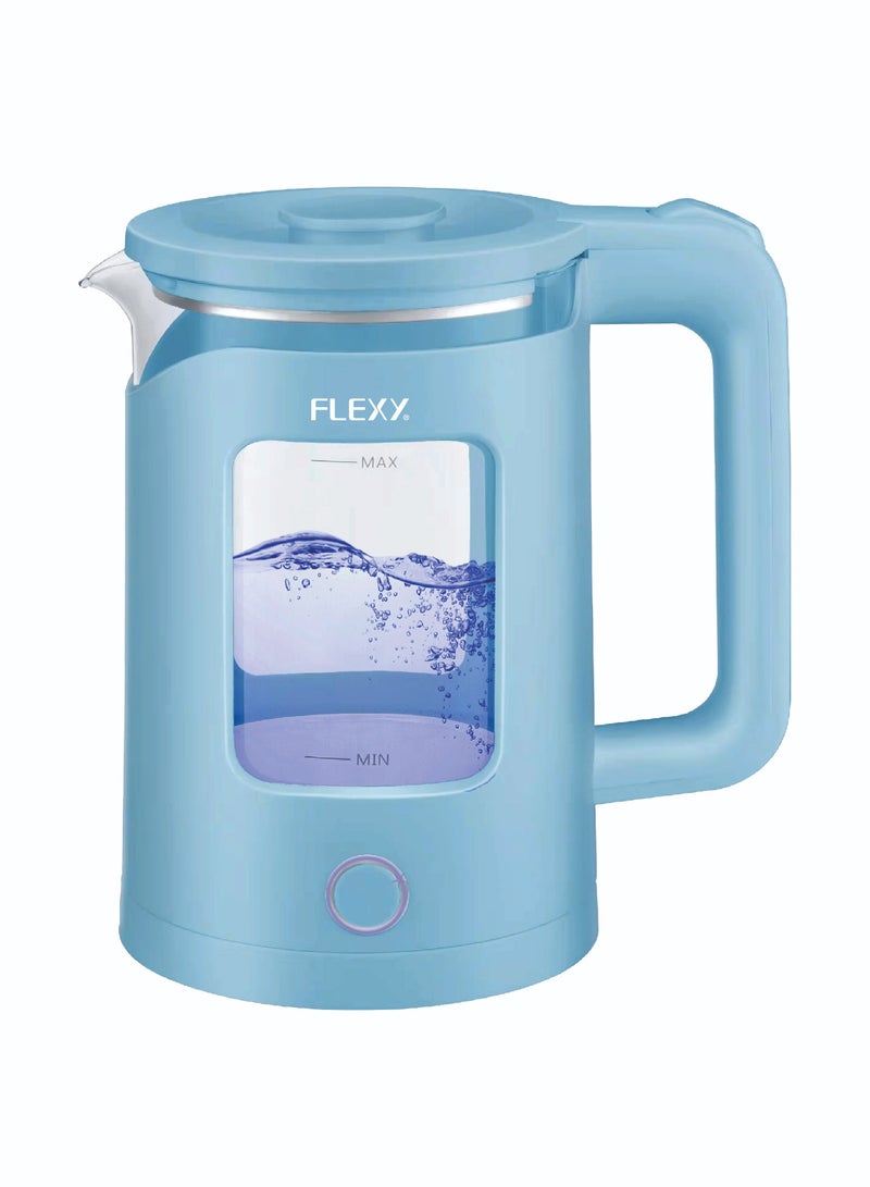 FLEXY 1.5L Electric Kettle, 1360W | Glass Water Boiler with Double Crystal Walls, Auto Shut-Off, Boil-Dry Protection, 360° Swivel Base, Cool Handle | 2-Year Warranty