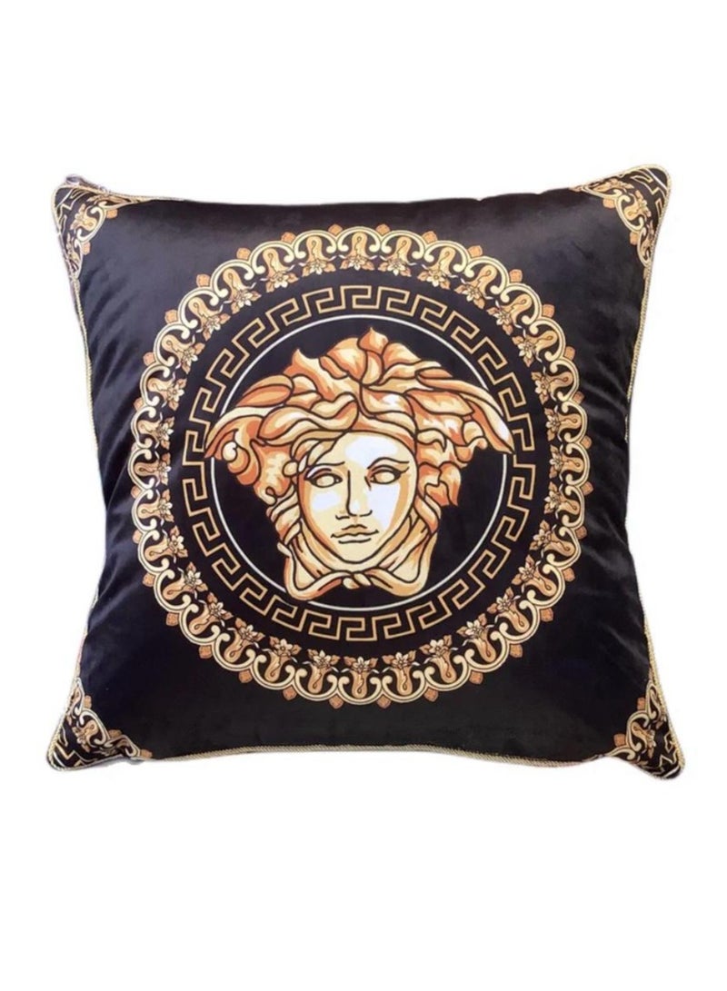 Black Medusa Design Velvet Cushion Cover  Living Room Sofa Pillow Home European Style Pillow Cushion Cover