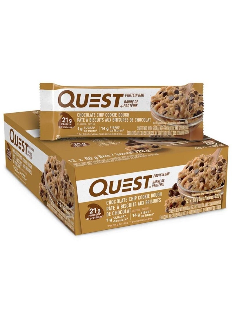 Quest Nutrition Chocolate Chip Cookie Dough Flavour Protein Bar pack of 12