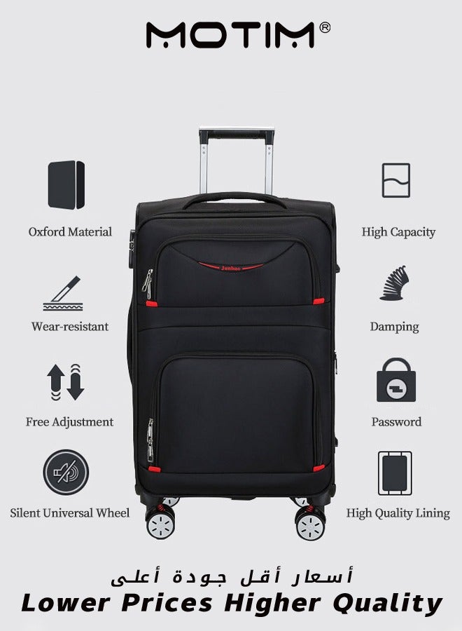 2-piece set Hardside spinner Luggage 20/24/28 inch Wear-resistant Oxford Material Travel Luggage Set Suitcase Black