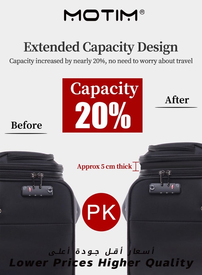 2-piece set Hardside spinner Luggage 20/24/28 inch Wear-resistant Oxford Material Travel Luggage Set Suitcase Black