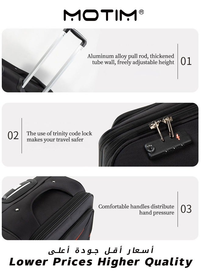 2-piece set Hardside spinner Luggage 20/24/28 inch Wear-resistant Oxford Material Travel Luggage Set Suitcase Black