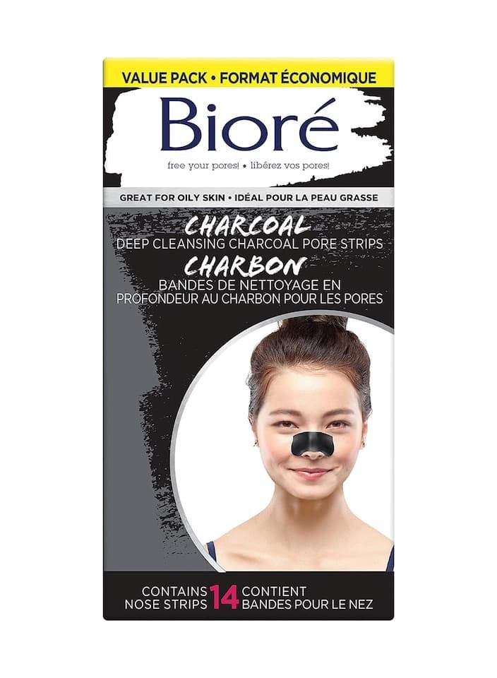 Bioré Deep Cleansing Charcoal Pore Strips Value Pack for Instant Pore Unclogging and Blackhead Removal (14 Count)