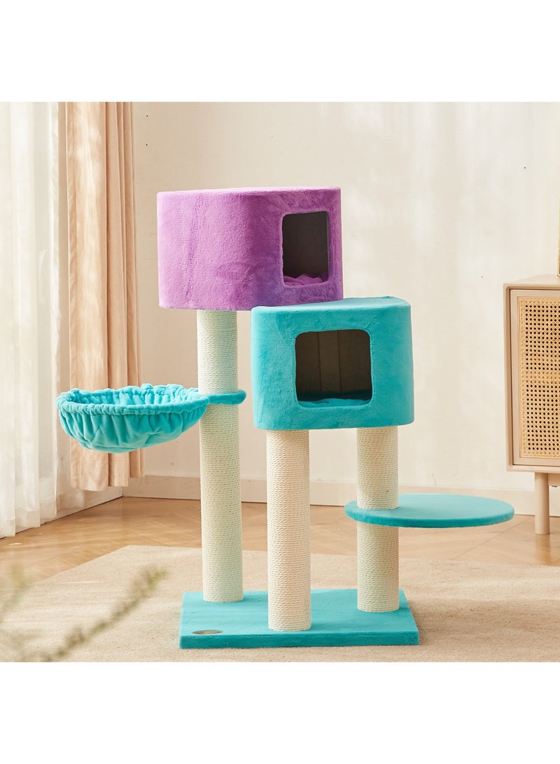 PETSBELLE High-End Large Cat Tree Tower, Scratching Posts, Cat Condo, Removable Soft Cushion, Hammock, Super Stable (60*60*115cm)