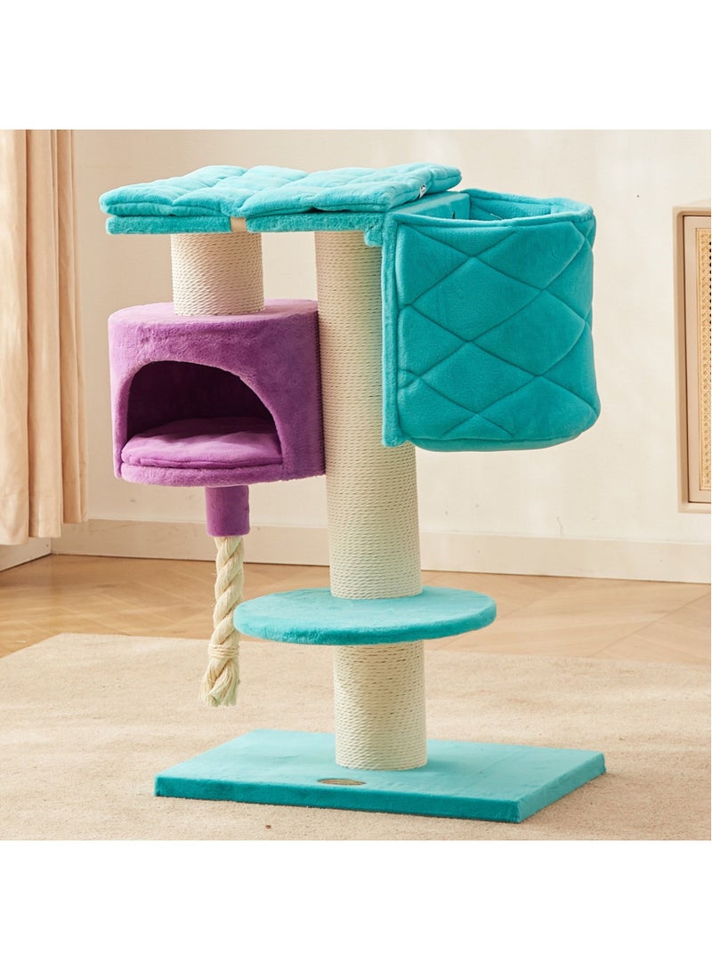 PETSBELLE High-End Medium Cat Tree Tower, Scratching Posts, Cat Condo, Removable Soft Cushion, Hammock, Super Stable (60*40*95cm)