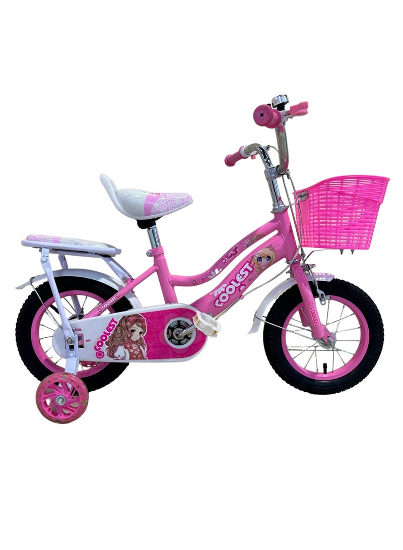 Girls bike Children Bicycle For Ages 4-7 Years With Training Wheels basket bell 16 Inches Pink