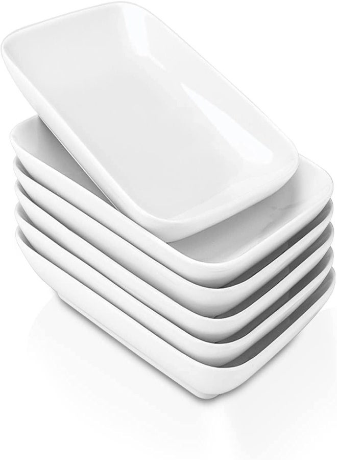 Delling 8 In Ultralight Porcelain Serving Platter/Plates, Fillet Small Serving Dishes For Fruit, Salad, Dessert And More [Microwave Oven And Dishwasher Safe] - Set Of 6, White