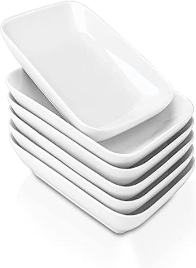 Delling 8 In Ultralight Porcelain Serving Platter/Plates, Fillet Small Serving Dishes For Fruit, Salad, Dessert And More [Microwave Oven And Dishwasher Safe] - Set Of 6, White