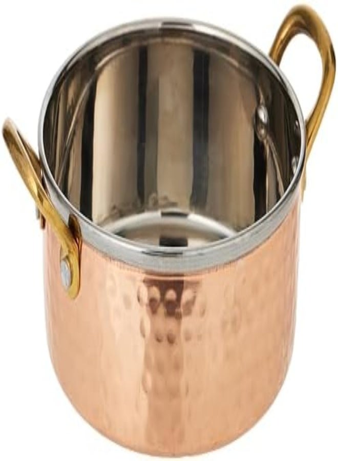 Kedge 2 Por Pure Copper Hammered Heavy Saucepan With Brass Handle, 500 Ml Capacity