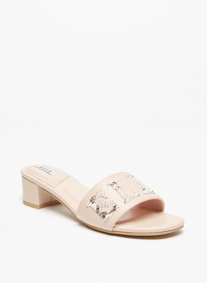 Women's Logo Detail Slip-On Sandals with Block Heels