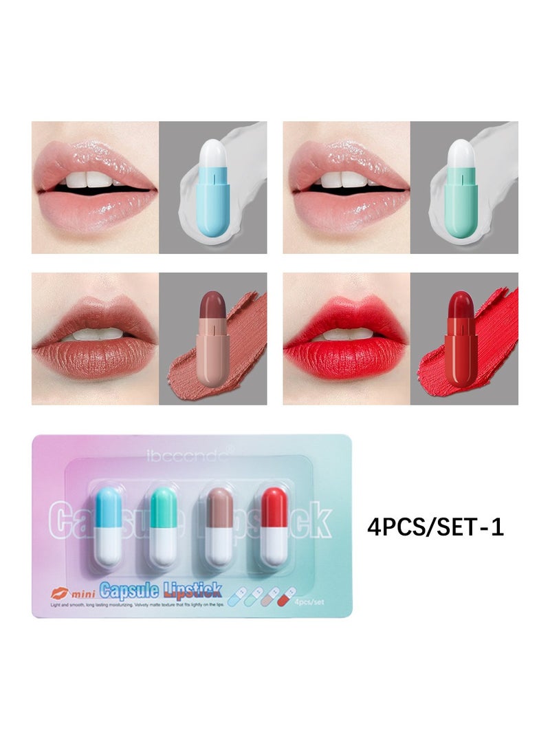 Mini Velvet Matte Portable Capsule Lipstick 4 Pack