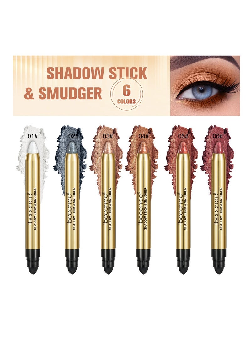 Waterproof and Sweatproof Long-lasting Color Double-ended Eyeshadow Stick 6-pack