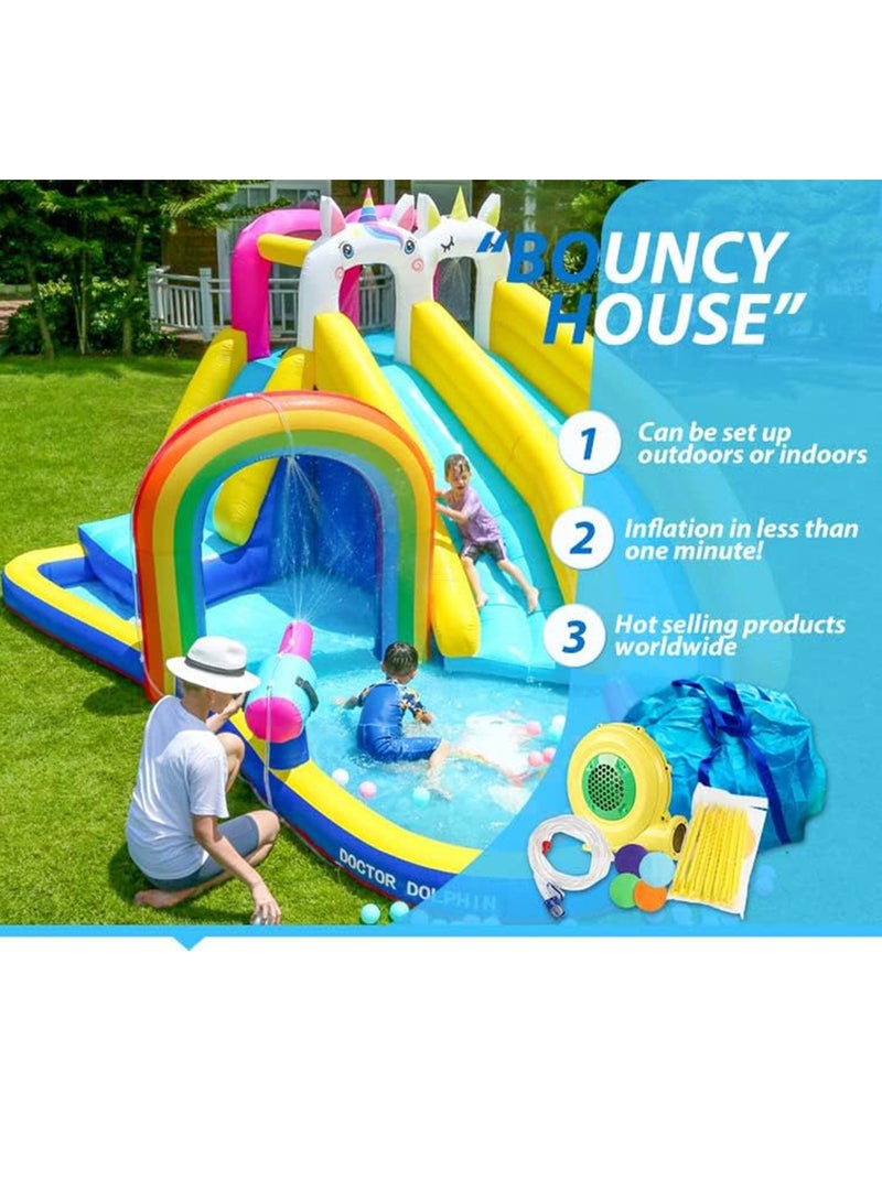 Inflatable Twin Water Slide with tunnel for Kids Outdoor Play