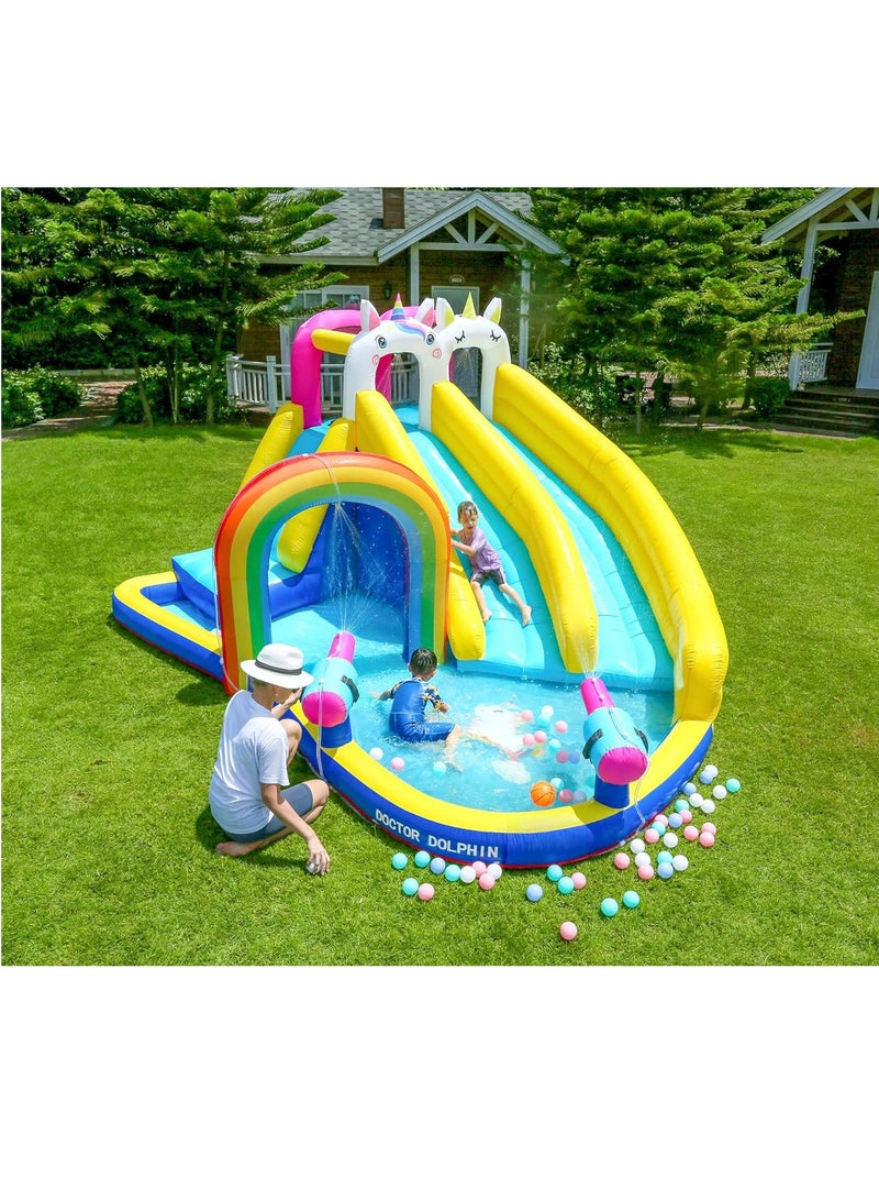 Inflatable Twin Water Slide with tunnel for Kids Outdoor Play