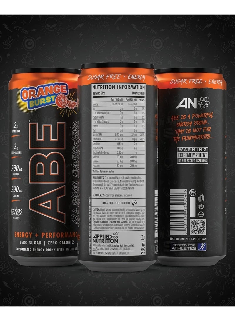 Abe Energy + Performance Orange Burst Flavor 330Ml Pack Of 12