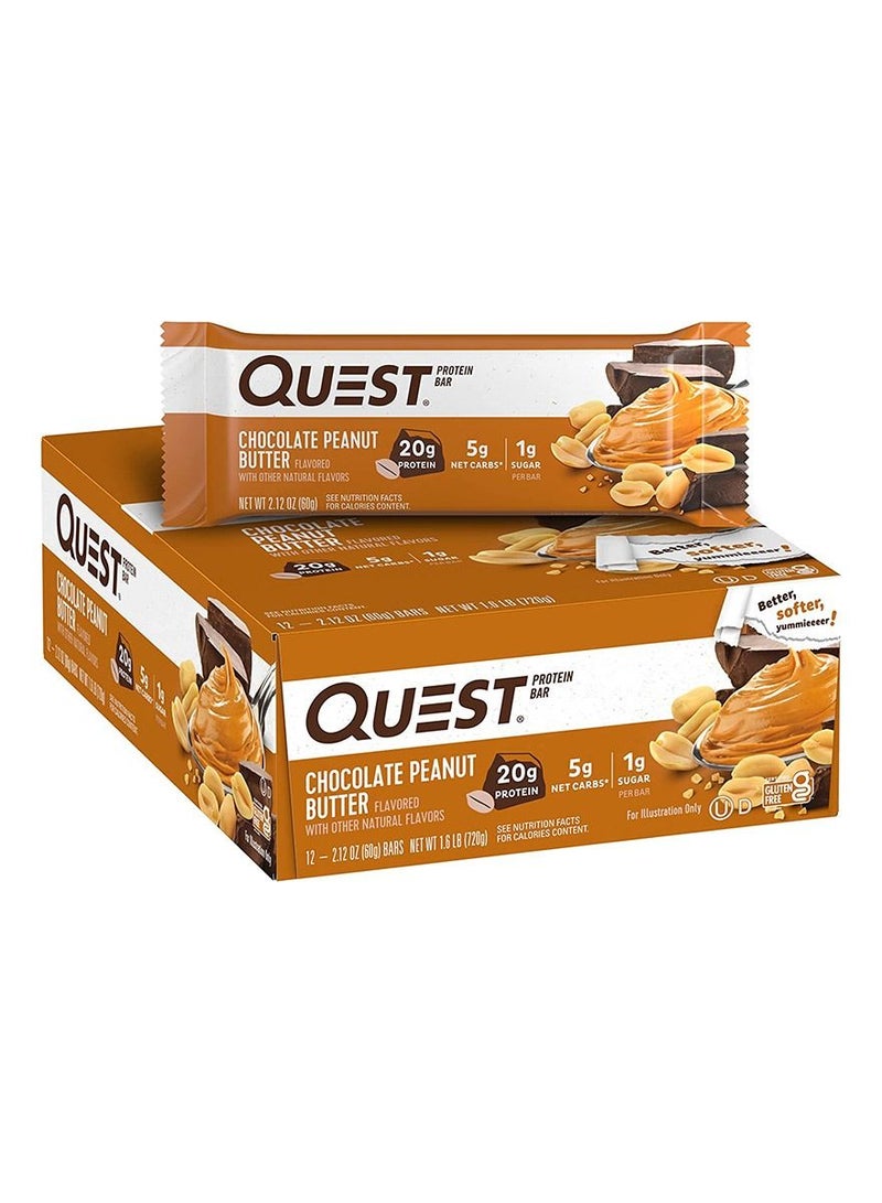 Quest Nutrition Protein Bar Chocolate Peanut Butter 20g Protein Pack of 12