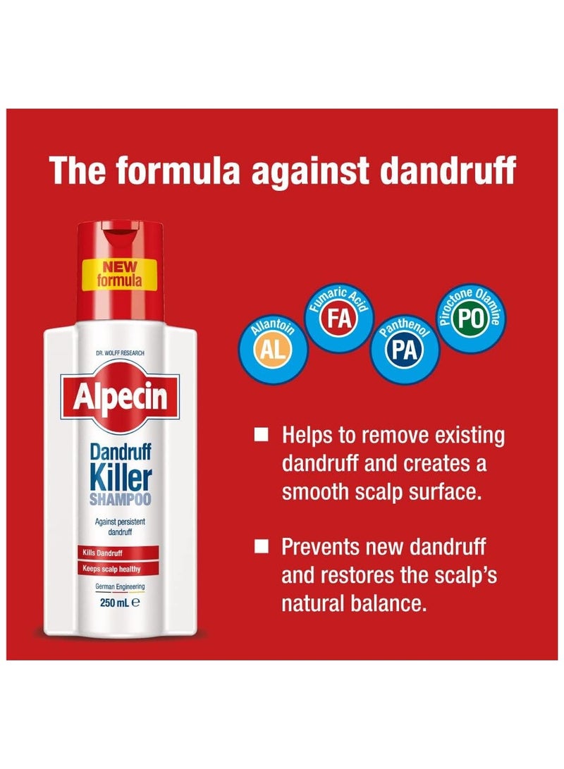 Alpecin anti-Dandruff Shampoo 250ml (Pack of 2)  Effectively Removes and Prevents Dandruff - Made in Germany