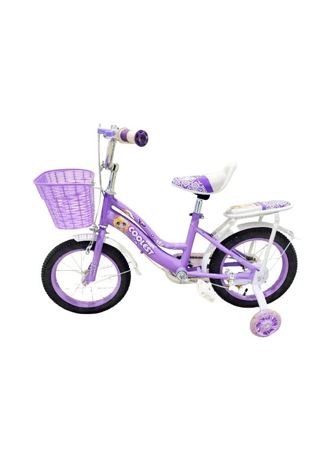 Girls bike Children Bicycle For Ages 5-9 Years With Training Wheels basket bell 18 Inches Purple