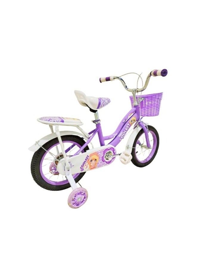 Girls bike Children Bicycle For Ages 5-9 Years With Training Wheels basket bell 18 Inches Purple