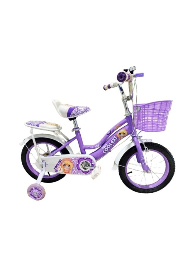 Girls bike Children Bicycle For Ages 5-9 Years With Training Wheels basket bell 18 Inches Purple