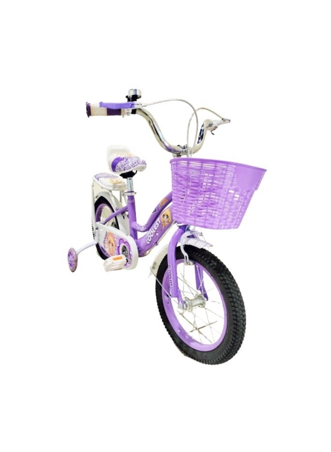 Girls bike Children Bicycle For Ages 5-9 Years With Training Wheels basket bell 18 Inches Purple