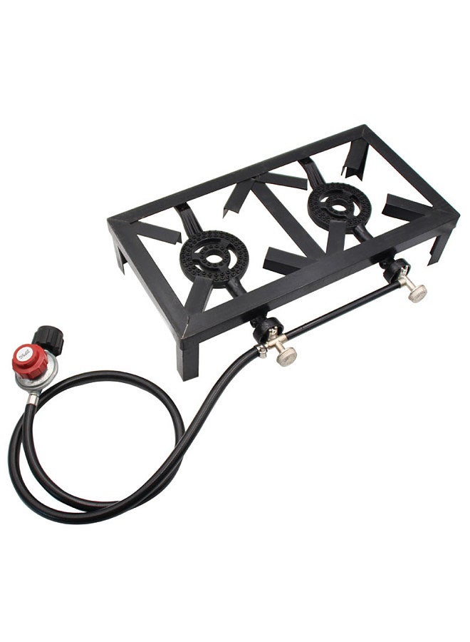 Outdoor Propane Gas Burner Double Cast Iron Stove for Patio Camping BBQ Cooking (US Standard)
