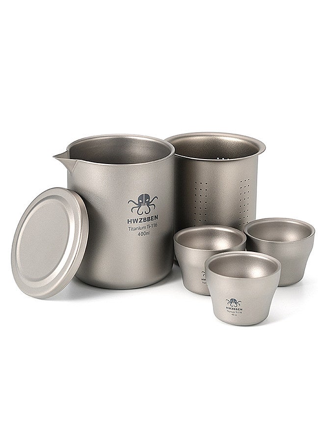 Titanium Tea Pot Cups Set Outdoor Camping Tea Service Lightweight Portable Travel Chinese Tea Ware Tea-things