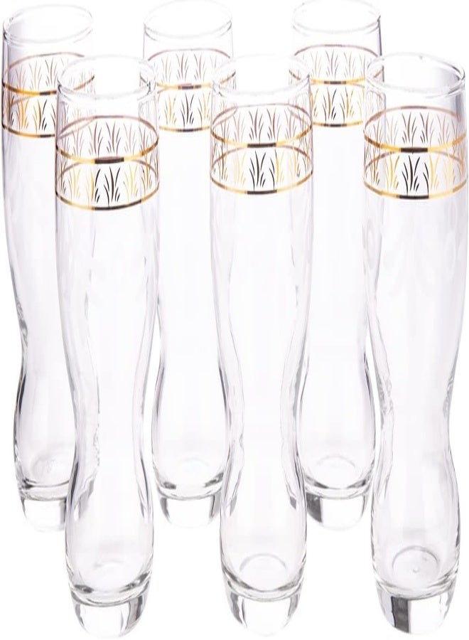 Akdc Perfection Glass Tumbler 6Pcs L(7Cm) Xw(7Cm) Xh(13Cm) Gold, Transparent