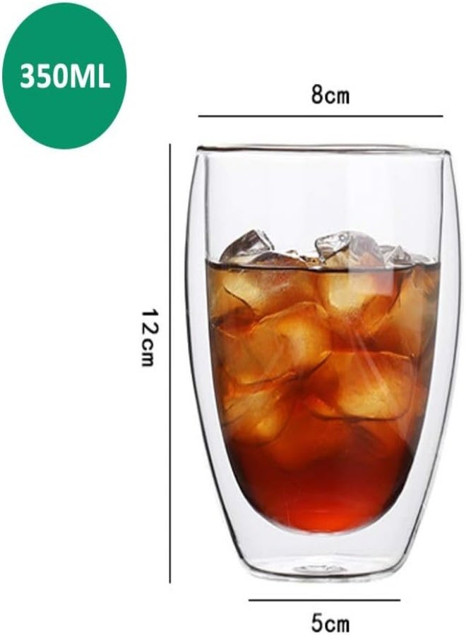 Rubik Double Wall Cup 350Ml Thermo Insulated Glass For Tea Coffee Espresso Cold Drinks Ice Cream (11.8Oz, Pack Of 6, Large 350Ml)