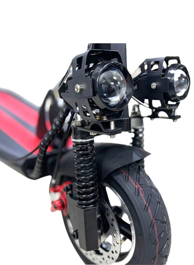 Z2 (E10) Powerful Electric Scooter With Seat, 48V, Foldable, Front & Side Led lights, FREE HANDLEBAR BAG, Red