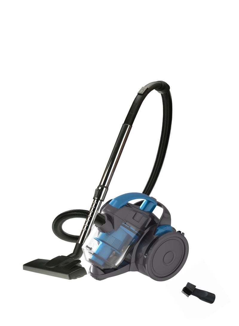 Multi-cyclonic Bagless Corded Canister Vacuum Cleaner with 6 Stage Filtration 2000W Max Power 1.8L 15 kpa Suction Power Blue