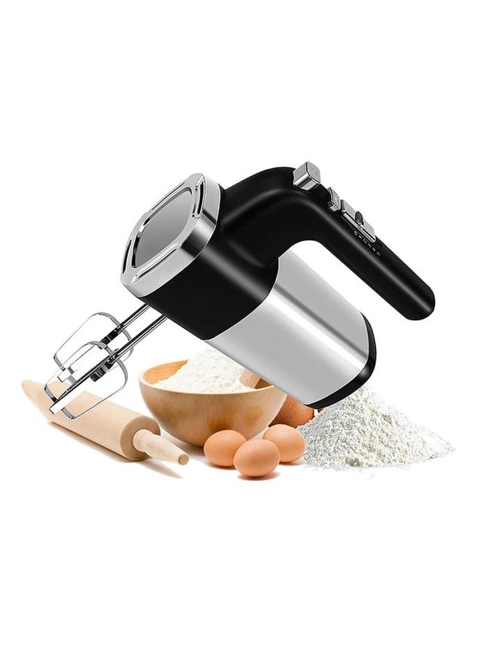 Hand Mixer 800W with 5 speeds, Eject Button, Twin Stainless Steel Egg Beater and Dough Kneader for Mixing, Whipping, Mixing Cookies, Brownies, Cakes, and Dough Batters Whisking Silver