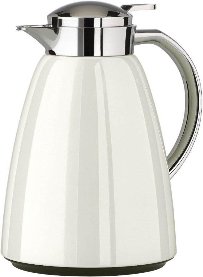 Emsa Campo Vacuum Flask, 1L, 100% Leak Proof, Quick Tip Closure, 12 Standard Hot/24 Cold, In Chrome, Stainless Steel, White, 28 X 28 X 18 Cm
