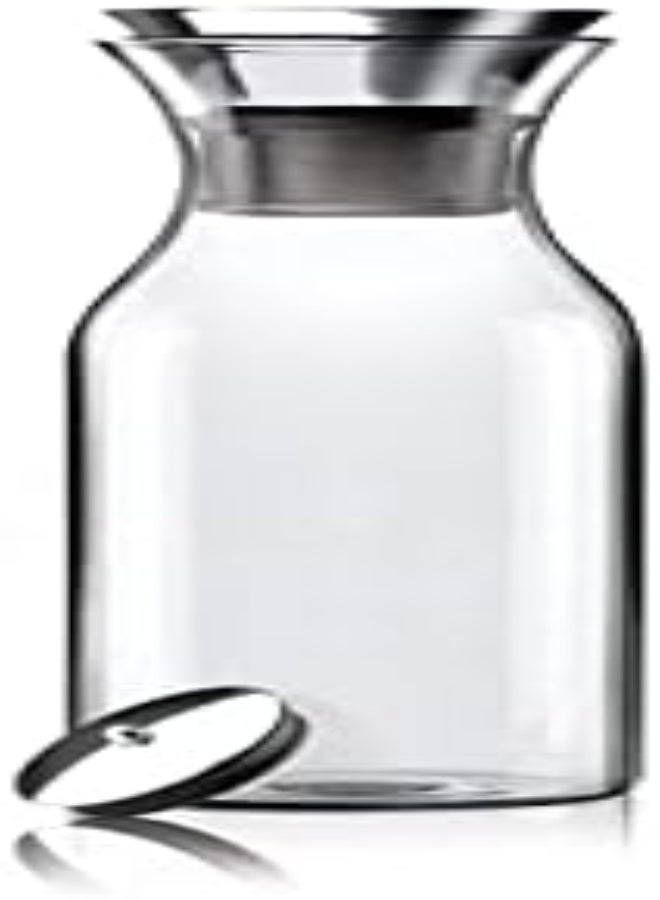 The White Shop Drip-Free Carafe With Stainless Steel Flip-Top Lid, Hot And Cold Glass Water Pitcher, Coffee, Iced Tea, Beverage Decanting (1000Ml(Style 2)) (1000Ml-Style1)