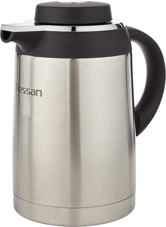 Nessan Stainless Steel Regal Flask, Silver/Black, 1.3 Liter, Rf-125