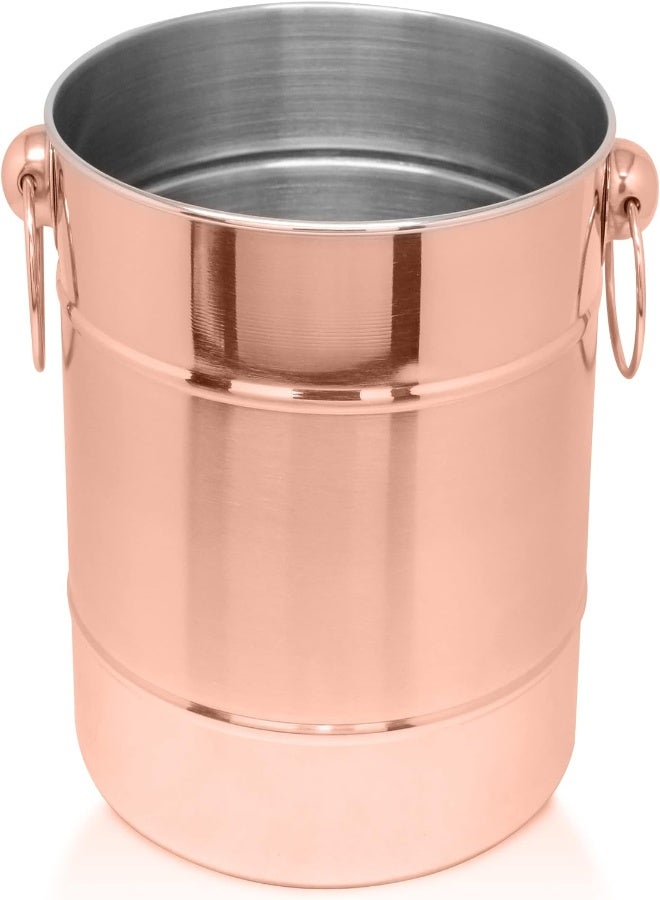 Kedge 2 Rib Single Wall Copper Finish Ice Bucket With 2 Kadi, 1.5 Litre Capacity