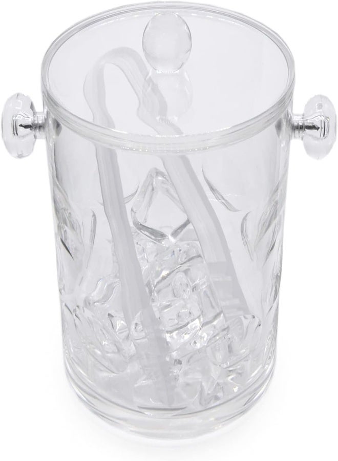 Alhoora 14X14X16Cm Acrylic Clear Ice Bucket With Special Design, Tang, Cover, Handles And Color Box